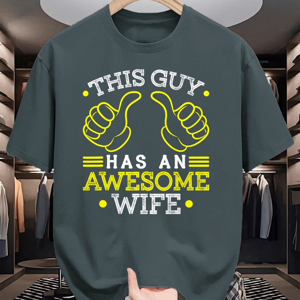 Best Wife Shirt, Wife and Husband Unisex T-Shirt/Hoodie/Sweatshirt HLT00 - This Guy Has An Awesome Wife Gift For Husband Funny Gift T-Shirt (1)