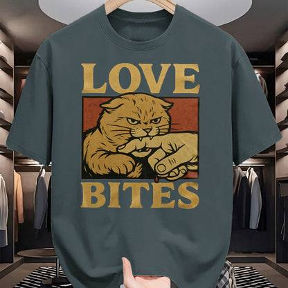 Cat Love Shirt, Funny Cat Lover Gift UnisexT-Shirt/Hoodie/Sweatshirt HLT00 - Love Bites Angry Cat T-Shirt