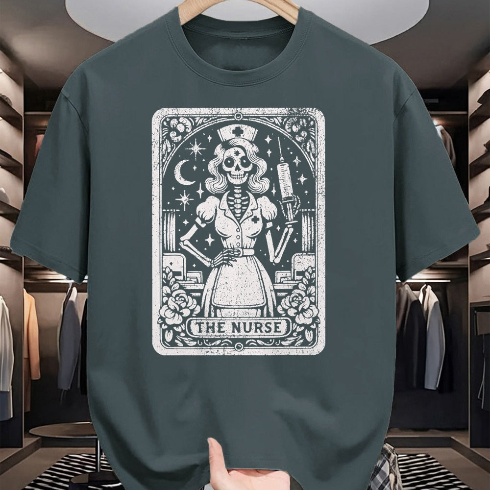 Funny Nurse Shirt, Nurse Unisex T-Shirt/Hoodie/Sweatshirt HLT00 - The Nurse Skeleton Tarot Card Funny Nursing Nurse RN LPN NP T-Shirt