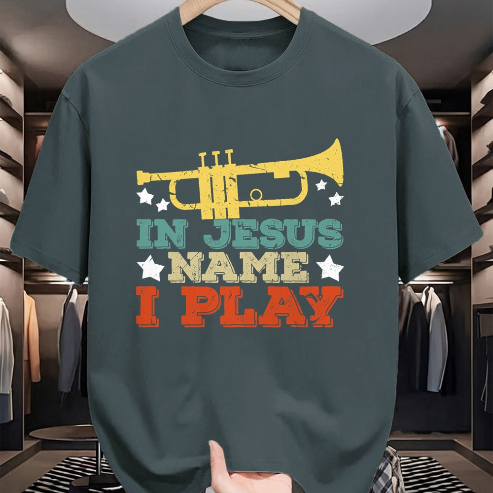 Christian Tee, Christian Faith Unisex T-Shirt/Hoodie/Sweatshirt HLT00 - In Jesus Name I Play Trumpet Christian Music Lover Gift T-Shirt