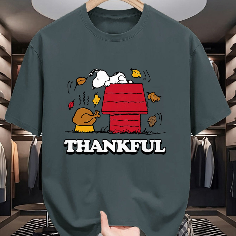 Best Thanksgiving Family Shirt , Funny Thanksgiving UnisexT-Shirt/Hoodie/Sweatshirt HLT00 - Peanuts - Snoopy Thankful Turkey with Fall Leaves T-Shirt