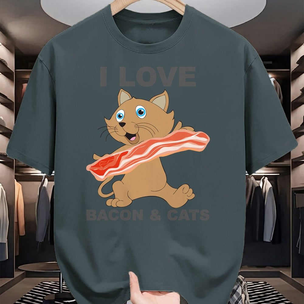 Cat Love Shirt, Funny Cat Lover Gift UnisexT-Shirt/Hoodie/Sweatshirt HLT00 - I love bacon and cats T-Shirt