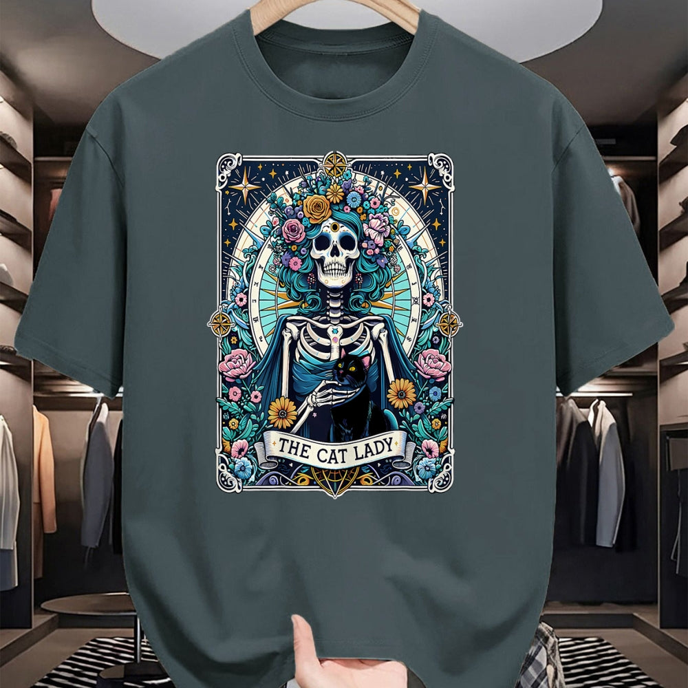 Cat Love Shirt, Funny Cat Lover Gift UnisexT-Shirt/Hoodie/Sweatshirt HLT00 - The Cat Lady Tarot Card Skeleton Cat Mom Cat Lover T-Shirt