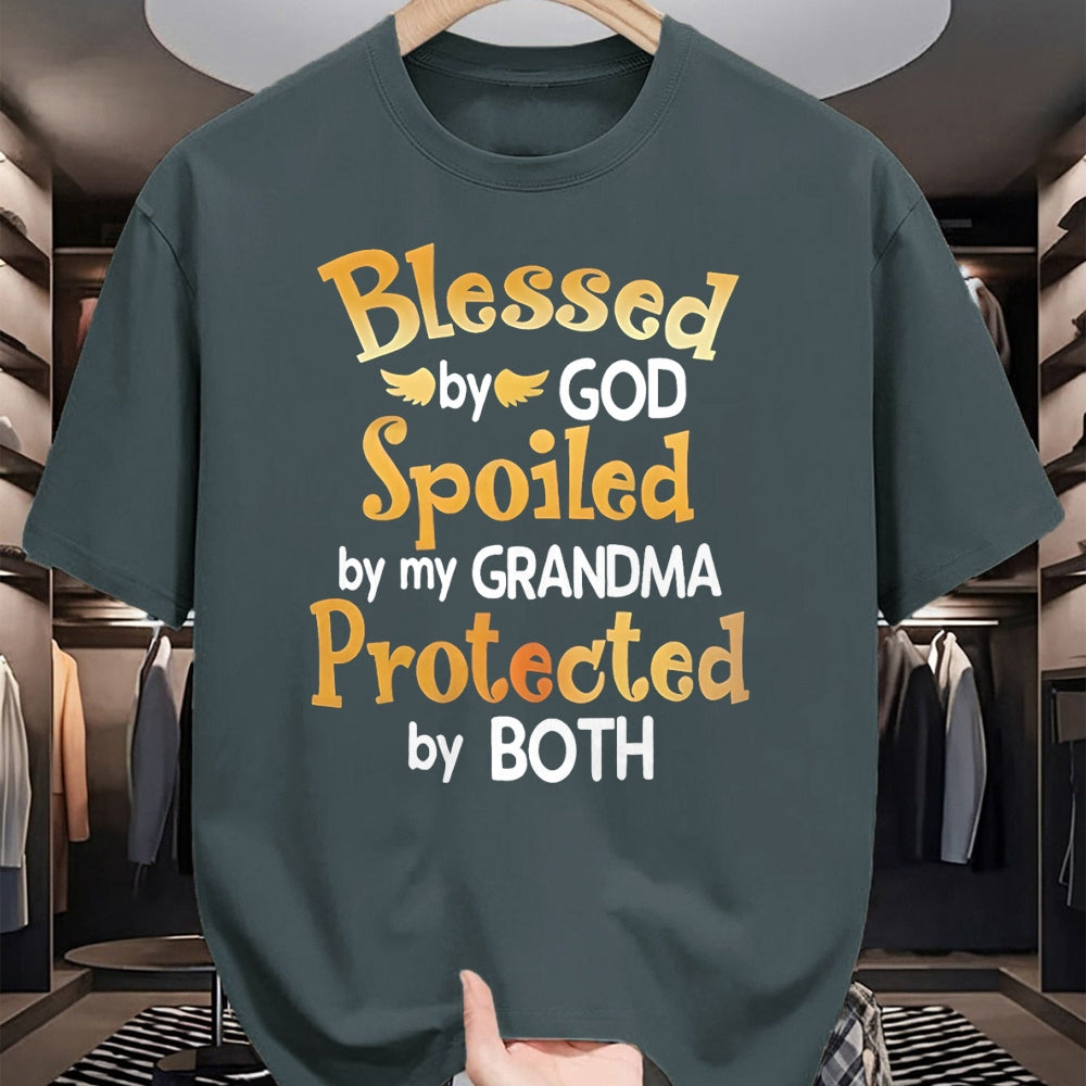 Best Wife Shirt, Wife and Husband Unisex T-Shirt/Hoodie/Sweatshirt HLT00 - Blessed By God Spoiled By My Grandma Grandson Granddaughter T-Shirt (1)