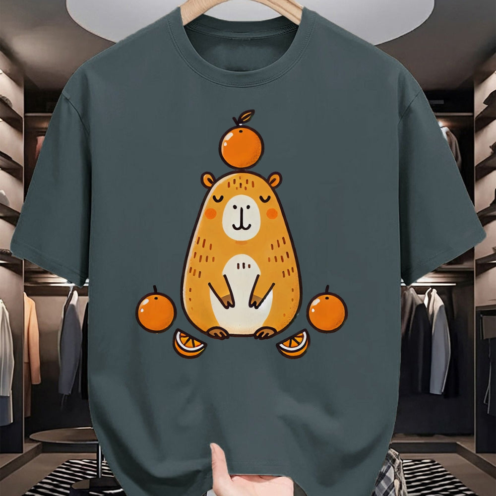 Cute Capybara Shirt, Funny Capybara Unisex T-Shirt/Hoodie/Sweatshirt HLT00 - Kawaii Capybara Orange Long Sleeve T-Shirt (1)