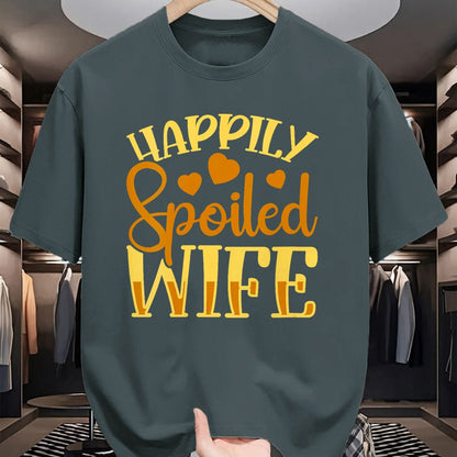 Best Wife Shirt, Wife and Husband Unisex T-Shirt/Hoodie/Sweatshirt HLT00 - Gift for wife T shirt, spoiled wife   Womens Funny Wife Happily Spoiled Wife V-Neck T-Shirt (1)