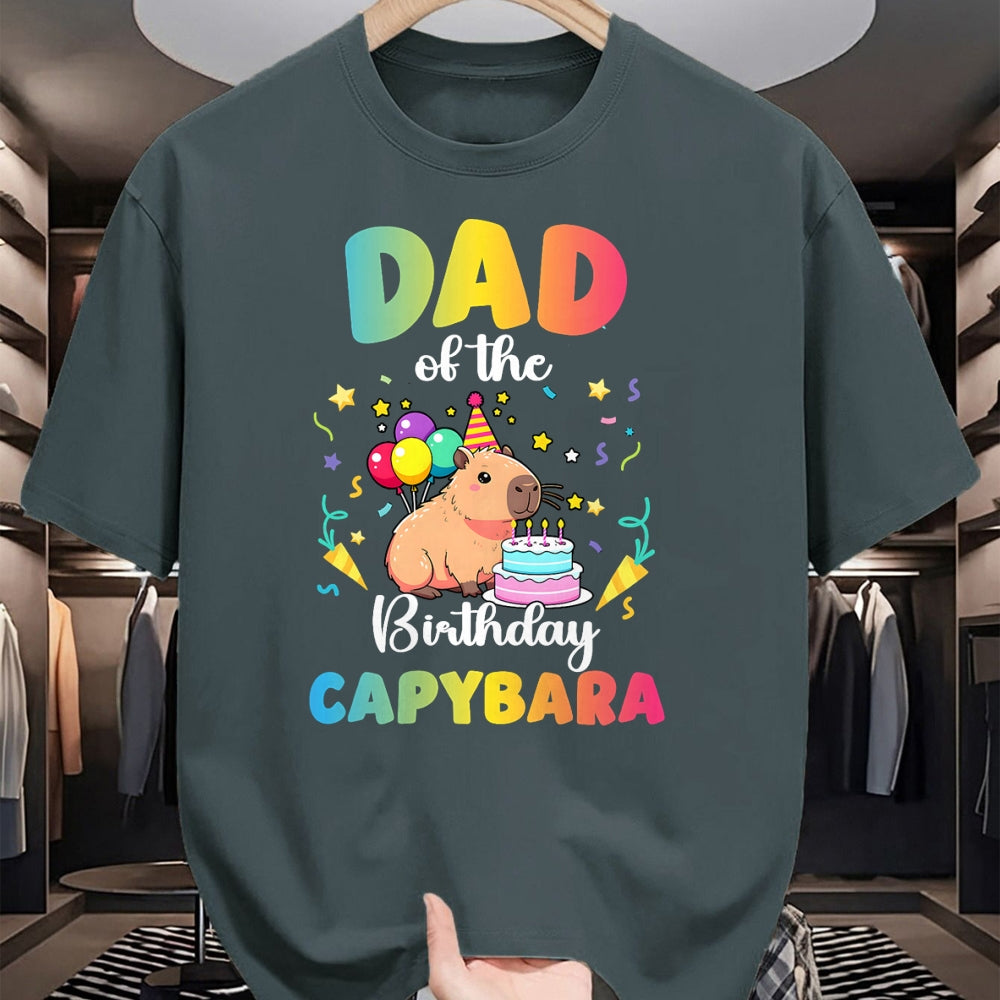 Cute Capybara Shirt, Funny Capybara Unisex T-Shirt/Hoodie/Sweatshirt HLT00 - Dad of The Birthday Girl Capybara Bday Party Family T-Shirt