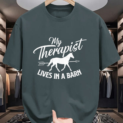 Best Horse Lover Shirt , Funny Horse UnisexT-Shirt/Hoodie/Sweatshirt HLT00 - My Therapist Lives In A Barn - Horse Lover Horseback Riding T-Shirt