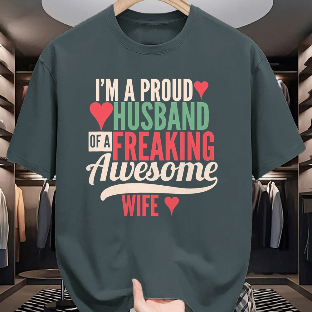 Best Wife Shirt, Wife and Husband Unisex T-Shirt/Hoodie/Sweatshirt HLT00 - Mens Proud Husband of a freaking awesome wife T-Shirt (1)
