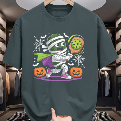 Funny Pickleball Shirt, Pickleball Lover Unisex T-Shirt/Hoodie/Sweatshirt HLT00 - Funny Halloween Pickleball Mummy Costume Design T-Shirt
