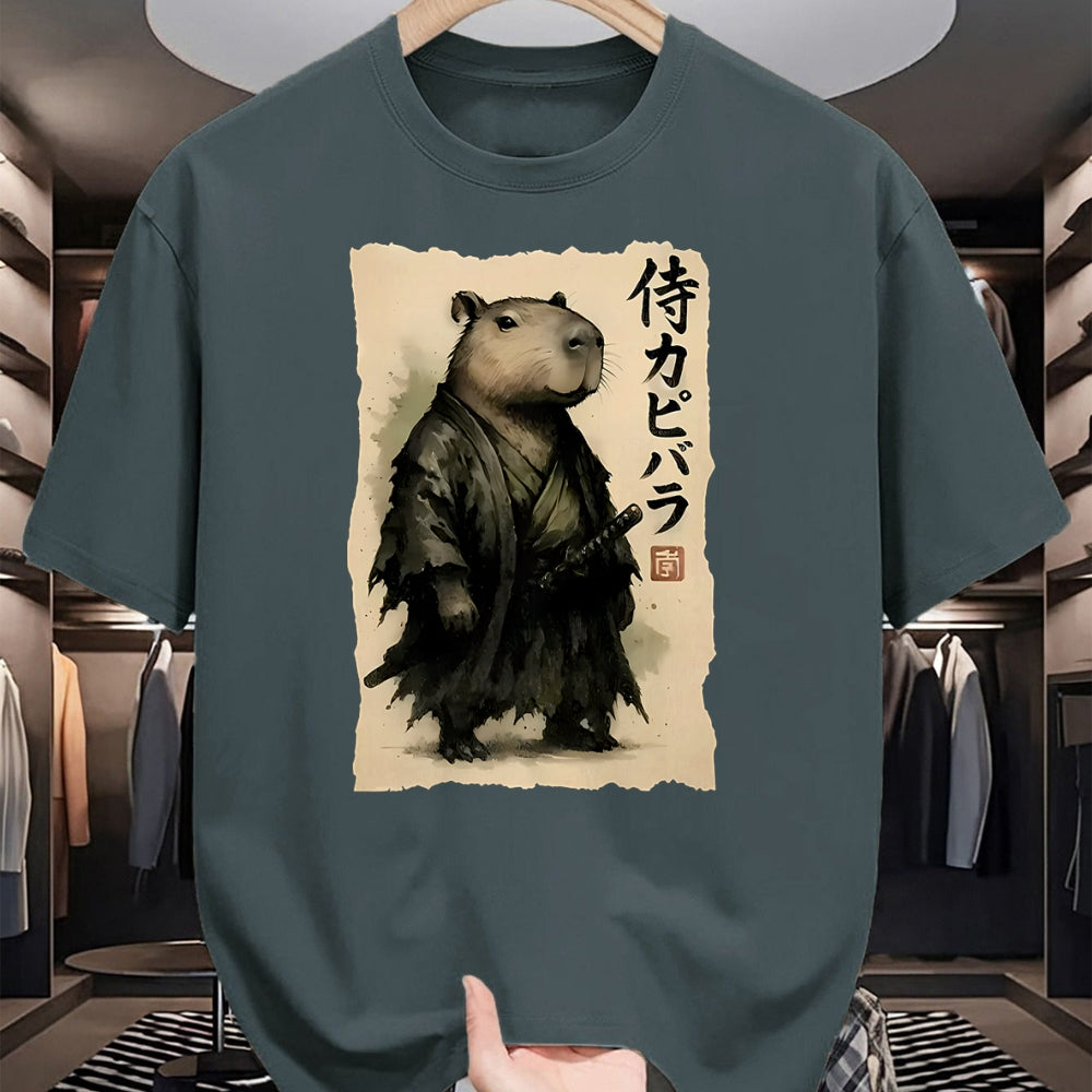 Cute Capybara Shirt, Funny Capybara Unisex T-Shirt/Hoodie/Sweatshirt HLT00 - Capybara Samurai Japanese Warrior Graphic Anime Ukiyo-e Art T-Shirt