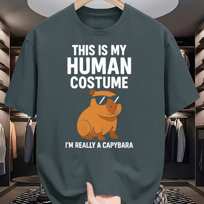 Cute Capybara Shirt, Funny Capybara Unisex T-Shirt/Hoodie/Sweatshirt HLT00 - This is My Human Costume I Am Really A Capybara T-Shirt