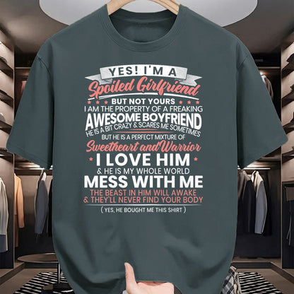 Best Wife Shirt, Wife and Husband Unisex T-Shirt/Hoodie/Sweatshirt HLT00 - Womens Yes Im A Spoiled Girlfriend for a Best Girlfriend T-Shirt