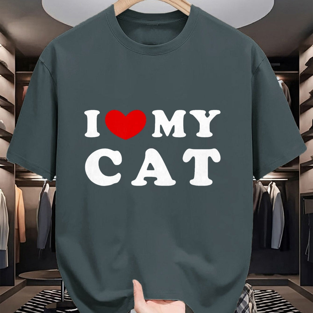 Cat Love Shirt, Funny Cat Lover Gift UnisexT-Shirt/Hoodie/Sweatshirt HLT00 - I Love My Cat, I Heart My Cat T-Shirt, Men, Pink Heather, X-Large