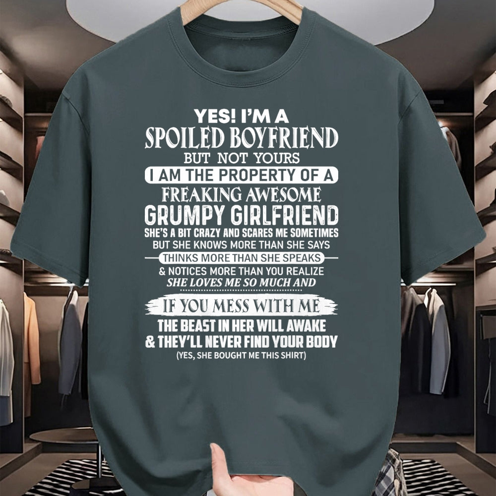 Best Wife Shirt, Wife and Husband Unisex T-Shirt/Hoodie/Sweatshirt HLT00 - Yes I am a spoiled boyfriend of freaking awesome girlfriend T-Shirt (1)