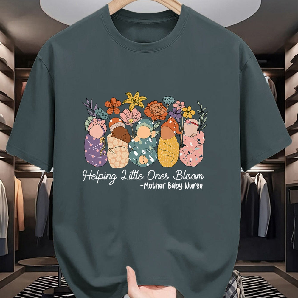 Funny Nurse Shirt, Nurse Unisex T-Shirt/Hoodie/Sweatshirt HLT00 - Groovy Helping Little Ones Bloom Babies Mother Baby Nurse T-Shirt