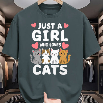 Cat Love Shirt, Funny Cat Lover Gift UnisexT-Shirt/Hoodie/Sweatshirt HLT00 - Cat Just A Girl Who Loves Cats T-Shirt (1)