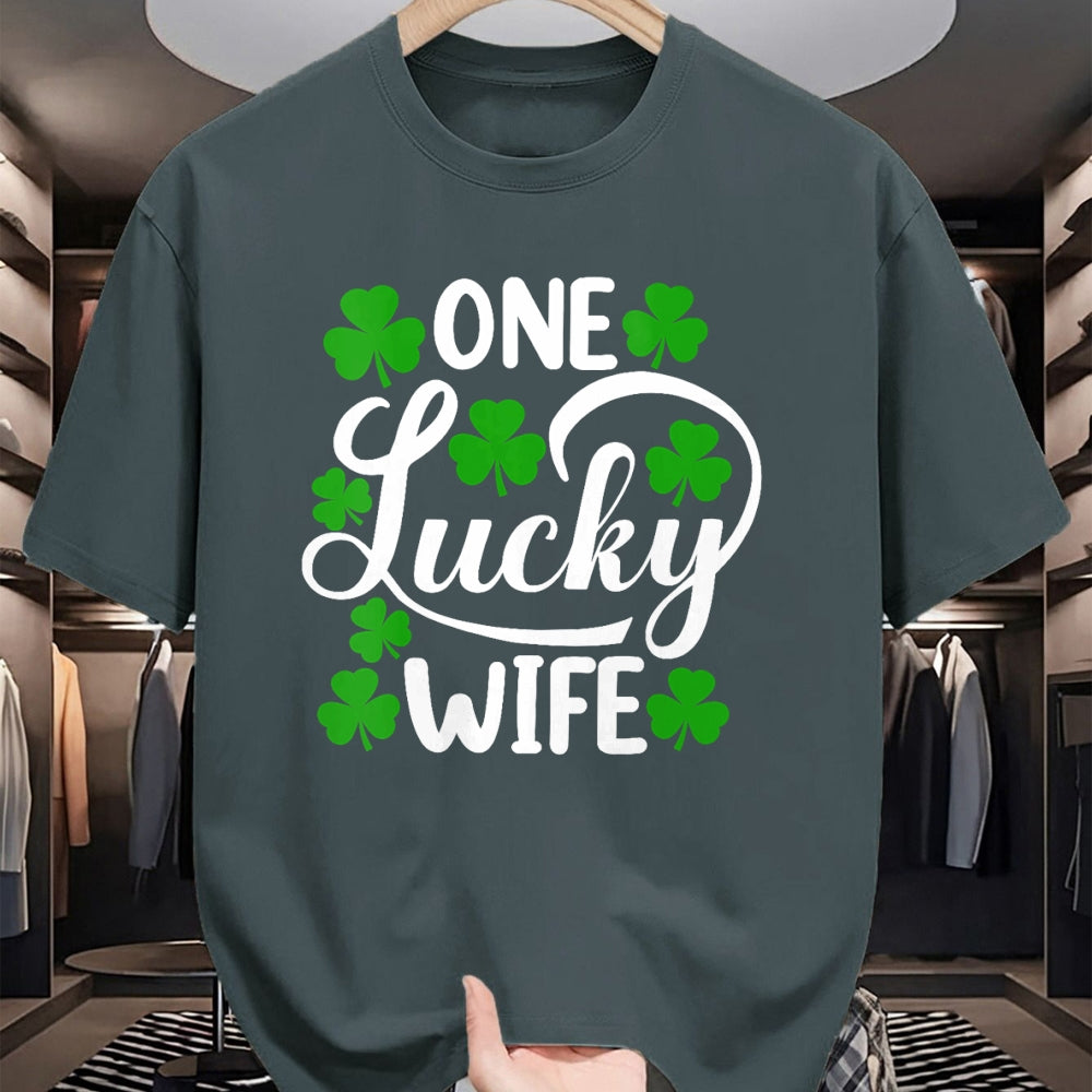 Best Wife Shirt, Wife and Husband Unisex T-Shirt/Hoodie/Sweatshirt HLT00 - Gift for wife T shirt, lucky wife   Womens One Lucky Wife Funny St Patrick's Day Shamrocks V-Neck T-