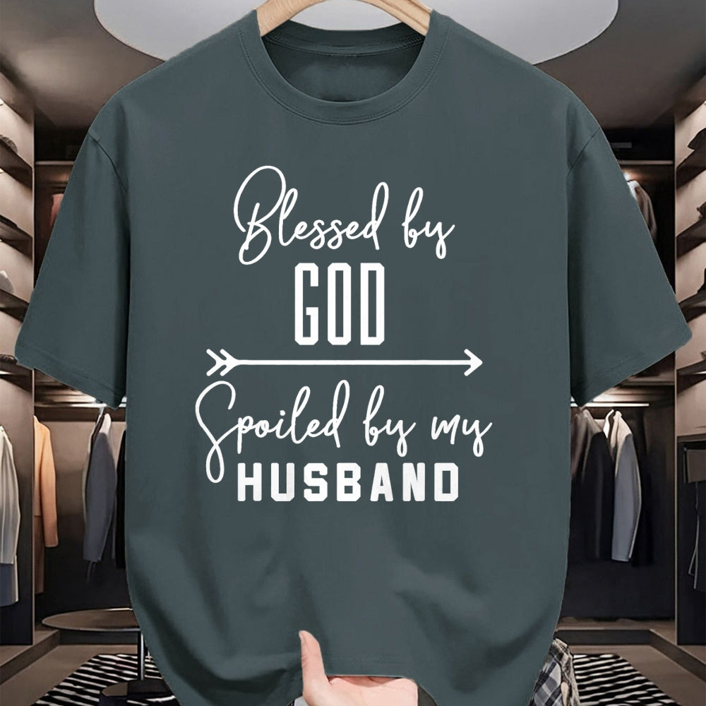 Best Wife Shirt, Wife and Husband Unisex T-Shirt/Hoodie/Sweatshirt HLT00 - Gift for wife T shirt, spoiled wife   Funny Wife T-Shirt 'Blessed By God Spoiled By My Husband' T-Sh
