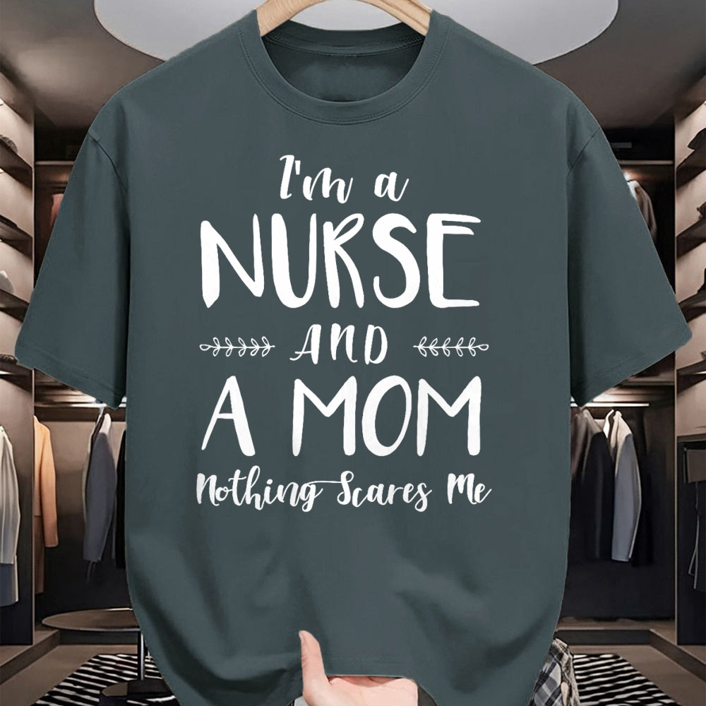Funny Nurse Shirt, Nurse Unisex T-Shirt/Hoodie/Sweatshirt HLT00 - Funny Nursing Shirt I'm A Nurse and A Mom Nothings Scares Me T-Shirt (1)