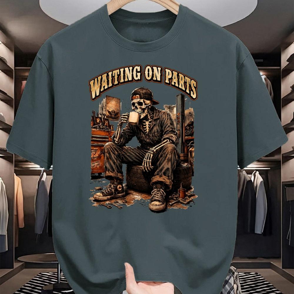Best Mechanic Life Shirt, Funny Mechanic UnisexT-Shirt/Hoodie/Sweatshirt HLT00 - Waiting On Parts Funny Mechanic Skeleton Garage Father's Day T-Shirt