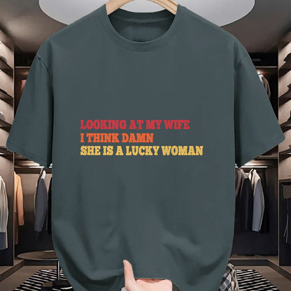 Best Wife Shirt, Wife and Husband Unisex T-Shirt/Hoodie/Sweatshirt HLT00 - Gift for wife T shirt, lucky wife   Looking At My Wife I Think Damn She Is A Lucky Woman Quote T-Shi (1)