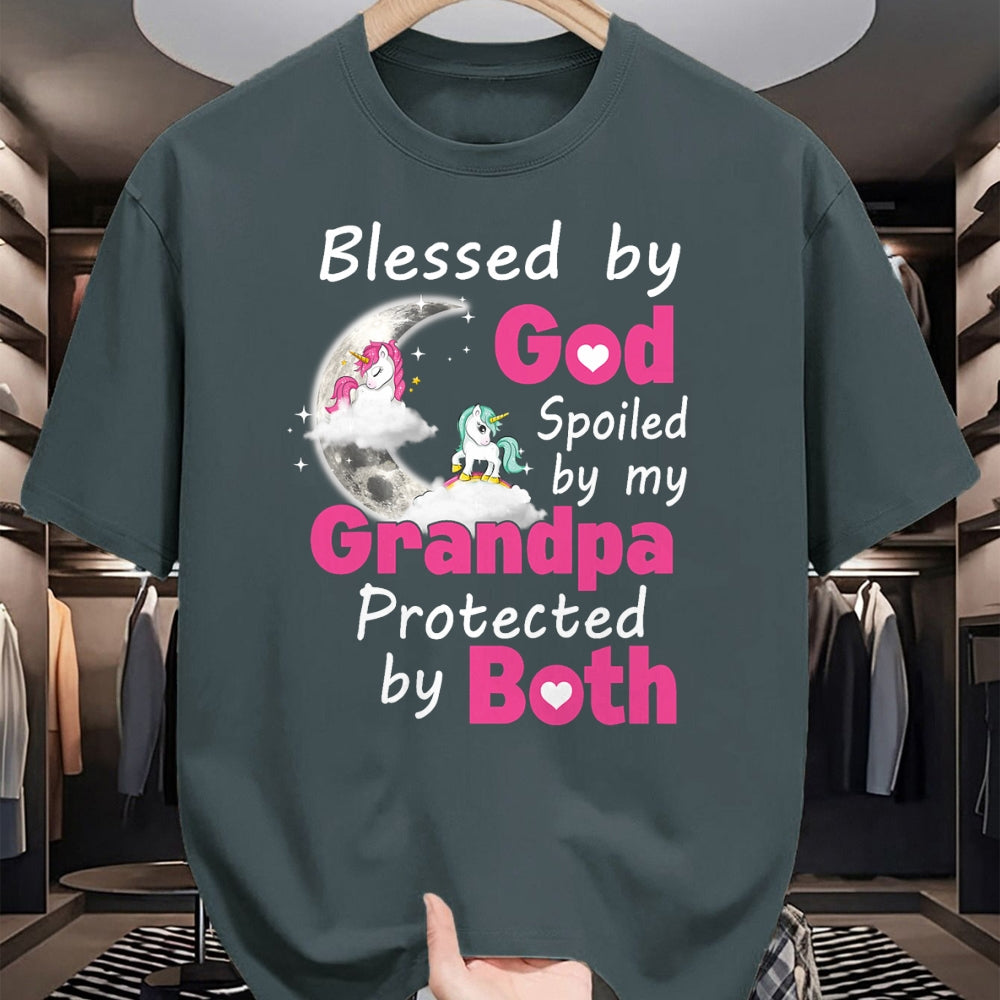 Best Wife Shirt, Wife and Husband Unisex T-Shirt/Hoodie/Sweatshirt HLT00 - Blessed By God Spoiled By My Grandpa Protected By Both T-Shirt