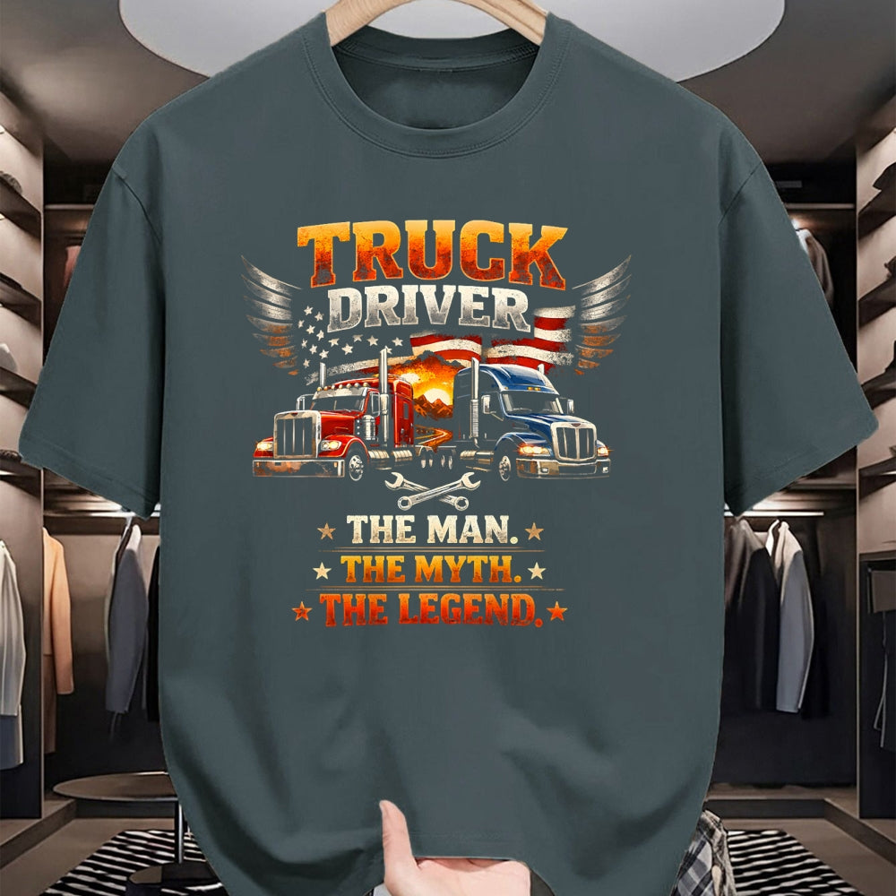 Best Truck Driver Life Shirt, Funny Trucker UnisexT-Shirt/Hoodie/Sweatshirt HLT00 - Truck Driver The Man The Myth The Legend US American Flag T-Shirt