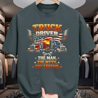 Best Truck Driver Life Shirt, Funny Trucker UnisexT-Shirt/Hoodie/Sweatshirt HLT00 - Truck Driver The Man The Myth The Legend US American Flag T-Shirt