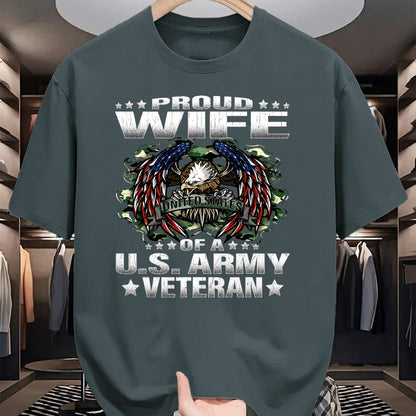 Best Wife Shirt, Wife and Husband Unisex T-Shirt/Hoodie/Sweatshirt HLT00 - Gift for wife T shirt, lucky wife   Proud Wife Of A US Army Veteran Military Vet's Spouse T-Shirt