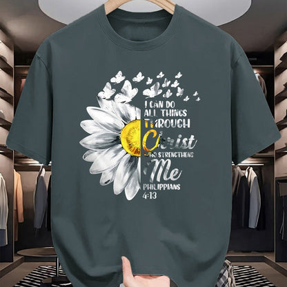 Christian Tee, Christian Faith Unisex T-Shirt/Hoodie/Sweatshirt HLT00 - I Can Do All Things Through Christ - Daisy Flower Religious T-Shirtrist - Christian Gift T-Shirt T-Shirt (Copy)