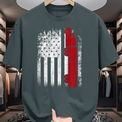 Best Truck Driver Life Shirt, Funny Trucker UnisexT-Shirt/Hoodie/Sweatshirt HLT00 - Distressed American Flag Truck Driver Design On Back T-Shirt
