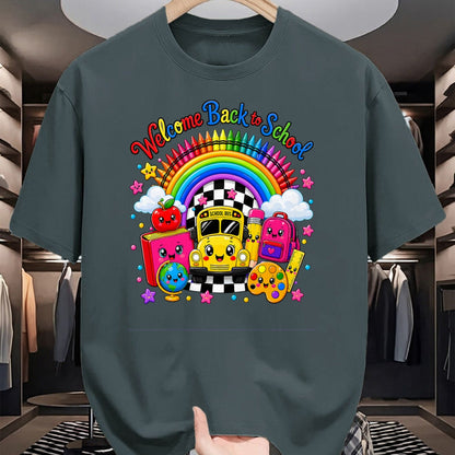 Best Student Shirt, Funny Back To School UnisexT-Shirt/Hoodie/Sweatshirt HLT00 - Welcome Back to School Cute Rainbow Bus Teacher Student Kids T-Shirt