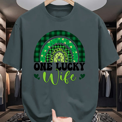 Best Wife Shirt, Wife and Husband Unisex T-Shirt/Hoodie/Sweatshirt HLT00 - Gift for wife T shirt, lucky wife   One Lucky Wife Rainbow Irish St Patricks Day Shamrock T-Shirt