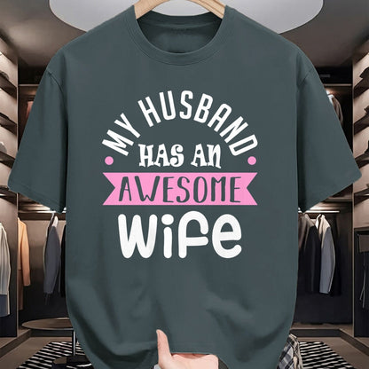 Best Wife Shirt, Wife and Husband Unisex T-Shirt/Hoodie/Sweatshirt HLT00 - My Husband Has An Awesome Wife Saint Valentine's Day Long Sleeve T-Shirt