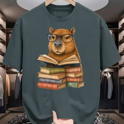 Cute Capybara Shirt, Funny Capybara Unisex T-Shirt/Hoodie/Sweatshirt HLT00 - Cute Capybara Reading Books Funny Animal Capybara Bookworms T-Shirt