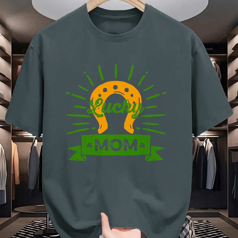 Gift for Mom Shirt, Funny Mom Unisex T-Shirt/Hoodie/Sweatshirt HLT00 - Lucky Mom St. Patricks Day Saint Paddy Horseshoe Shamrock T-Shirt