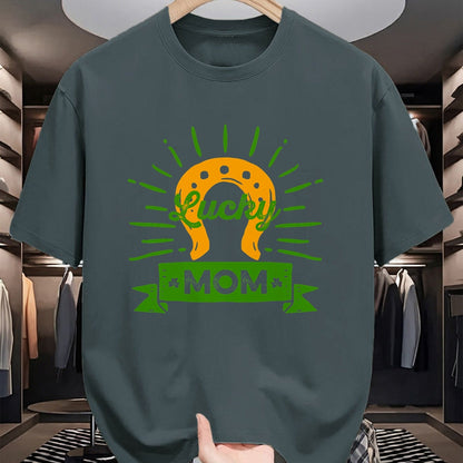 Gift for Mom Shirt, Funny Mom Unisex T-Shirt/Hoodie/Sweatshirt HLT00 - Lucky Mom St. Patricks Day Saint Paddy Horseshoe Shamrock T-Shirt