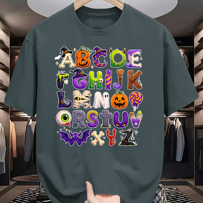 Best Teacher Shirt, Funny Teacher UnisexT-Shirt/Hoodie/Sweatshirt HLT00 - ABCs Learning Kindergarten Teacher Funny Halloween Alphabet T-Shirt