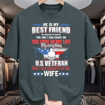 Best Wife Shirt, Wife and Husband Unisex T-Shirt/Hoodie/Sweatshirt HLT00 - Gift for wife T shirt, lucky wife   He Is A US Veteran And I'm Proud To Be His Wife T-Shirt