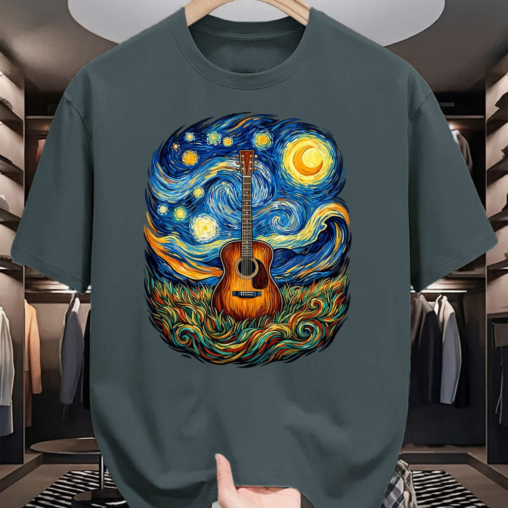 Guitar Lover Shirt, Funny Guitar UnisexT-Shirt/Hoodie/Sweatshirt HLT00 - Acoustic Guitar Starry Night Music Lover Art Men Women Kid T-Shirt