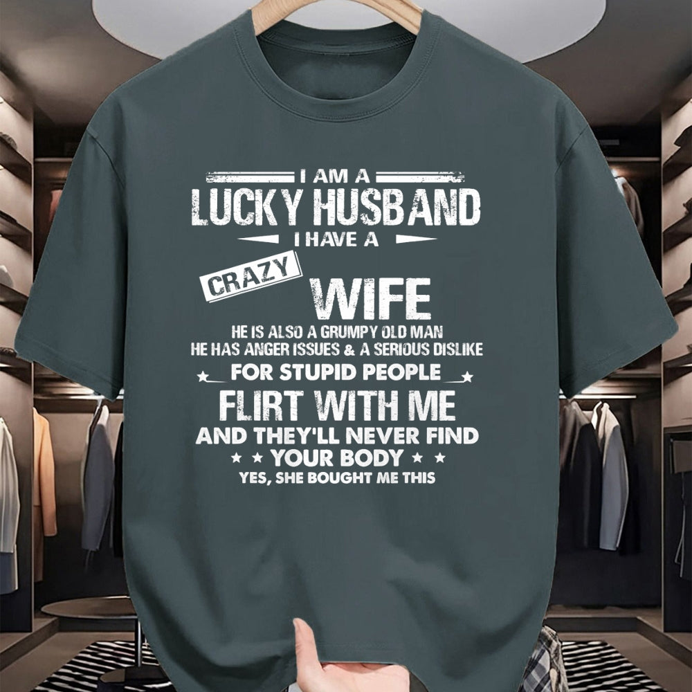 Best Wife Shirt, Wife and Husband Unisex T-Shirt/Hoodie/Sweatshirt HLT00 - Gift for wife T shirt, lucky wife   I am a lucky wife I have a crazy husband Funny gift for wife T-S