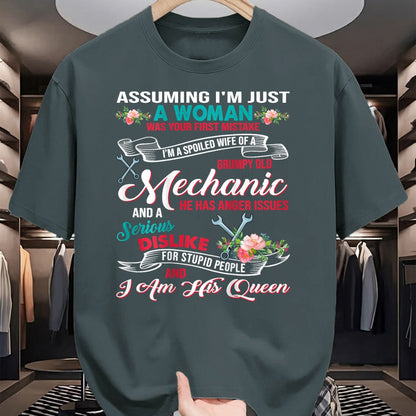 Best Wife Shirt, Wife and Husband Unisex T-Shirt/Hoodie/Sweatshirt HLT00 - Gift for wife T shirt, spoiled wife   I'm A Spoiled Wife Of A Grumpy Old Mechanic T-Shirt