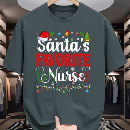 Funny Nurse Shirt, Nurse Unisex T-Shirt/Hoodie/Sweatshirt HLT00 - Santa's Favorite Nurse Christmas Nursing Christmas Nurse T-Shirt