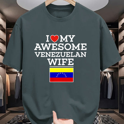 Best Wife Shirt, Wife and Husband Unisex T-Shirt/Hoodie/Sweatshirt HLT00 - I Love My AWESOME Venezuelan WIFE Flag Heart Tee for Husband