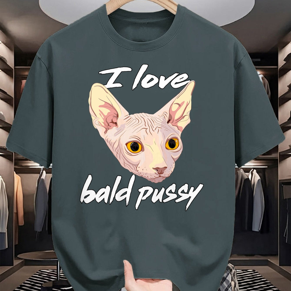 Cat Love Shirt, Funny Cat Lover Gift UnisexT-Shirt/Hoodie/Sweatshirt HLT00 - I Love Bald Pussy Adult Humor Dirty Pun Joke T-Shirt