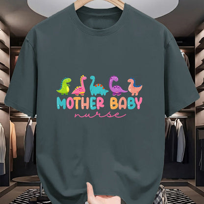 Funny Nurse Shirt, Nurse Unisex T-Shirt/Hoodie/Sweatshirt HLT00 - Women Mother Baby Nurse Dinosaur Postpartum RN Ob Nurse T-Shirt
