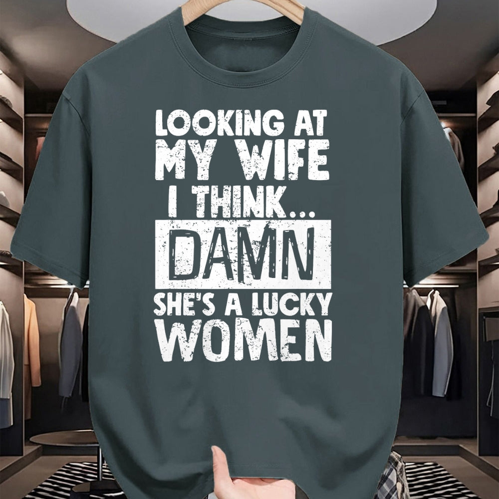 Best Wife Shirt, Wife and Husband Unisex T-Shirt/Hoodie/Sweatshirt HLT00 - Gift for wife T shirt, lucky wife   Looking At My Wife I Think Damn She Is A Lucky Woman Married T-S