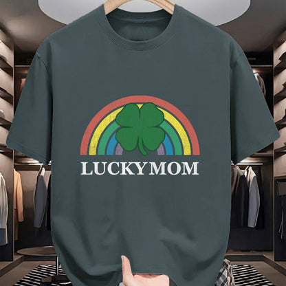 Gift for Mom Shirt, Funny Mom Unisex T-Shirt/Hoodie/Sweatshirt HLT00 - Lucky Mom Shamrock St. Patricks Day Rainbow Saint Paddys T-Shirt