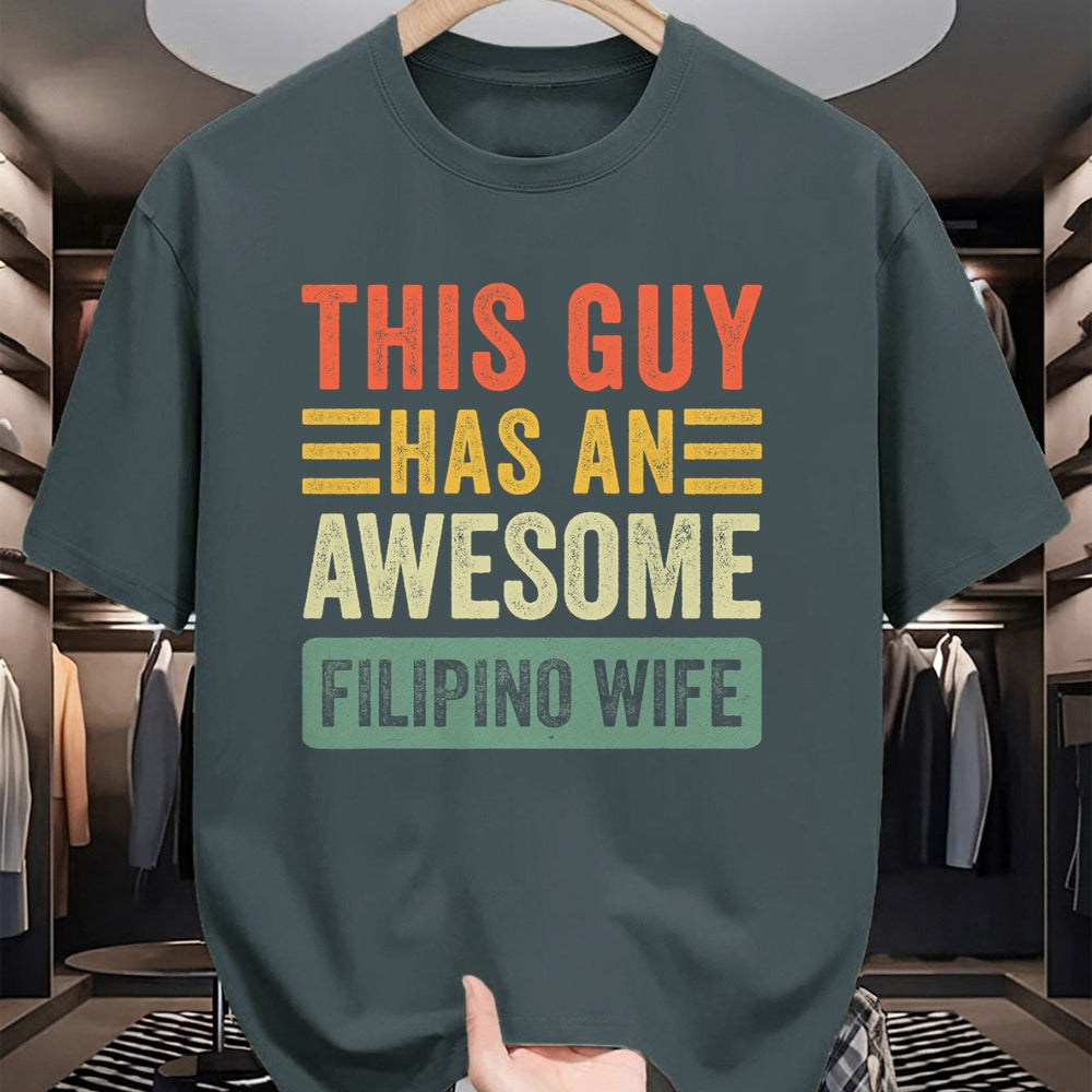 Best Wife Shirt, Wife and Husband Unisex T-Shirt/Hoodie/Sweatshirt HLT00 - This Guy Has an Awesome Filipino Wife Funny Husband T-Shirt